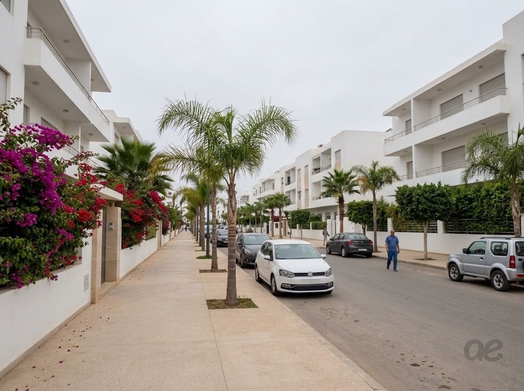 Une rue résidentielle de Agadir