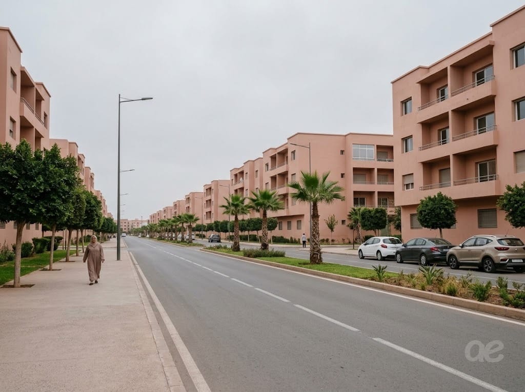 Une rue résidentielle de Marrakech