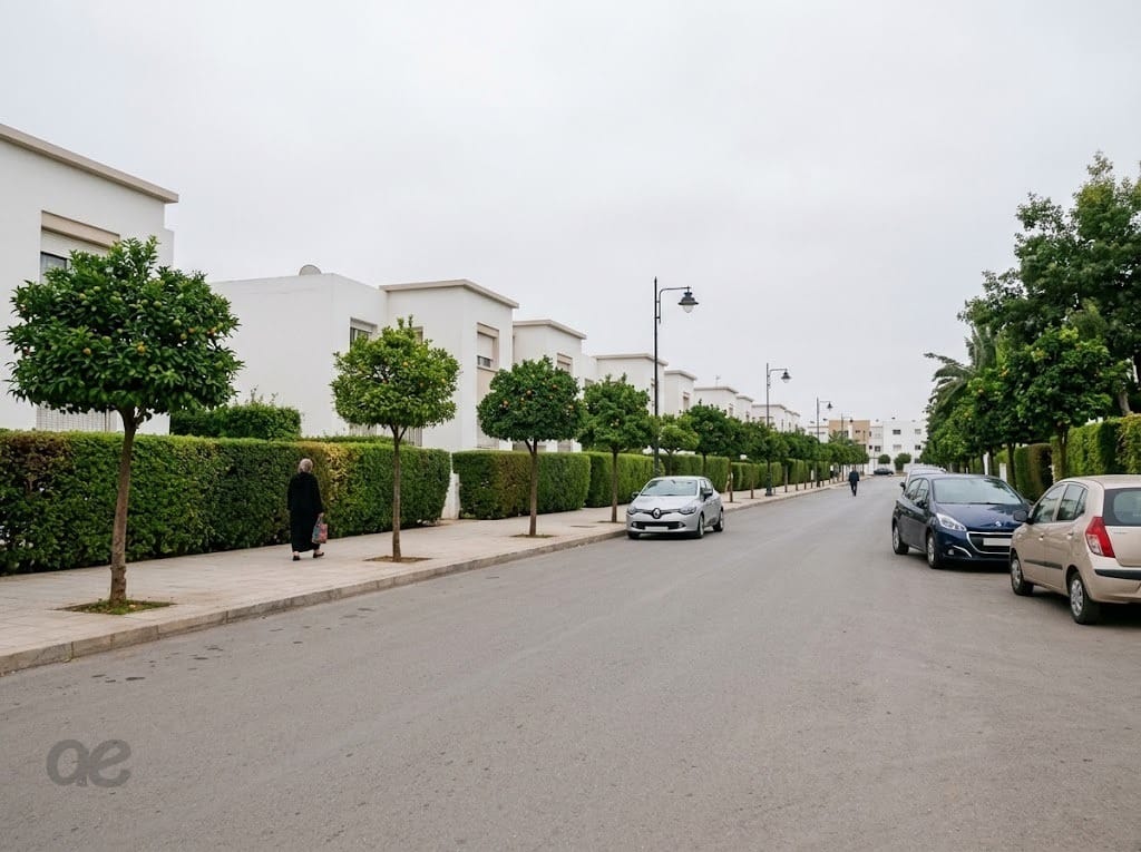 Une rue résidentielle de Rabat